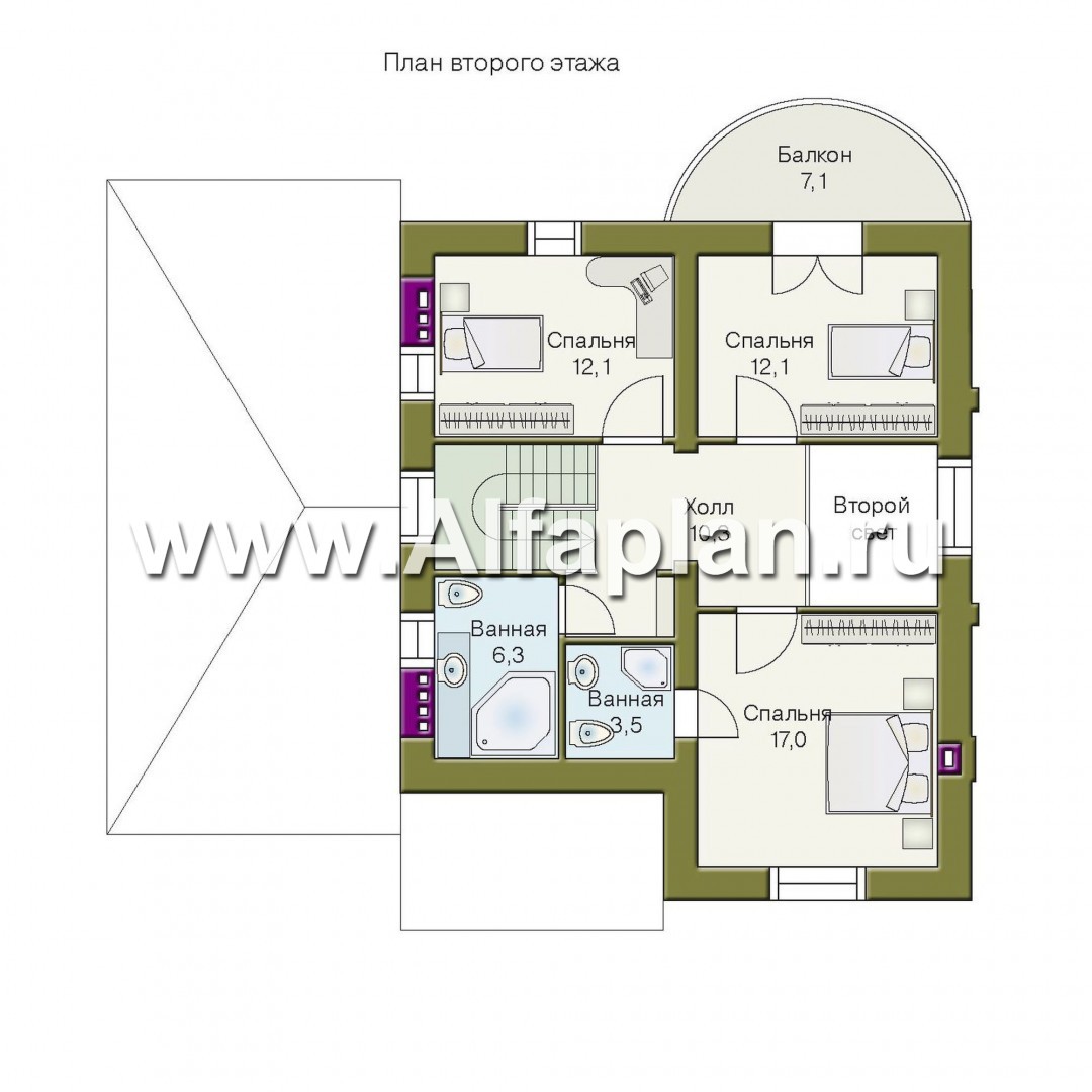 Проекты домов Альфаплан - «Ретростилиса» - рациональный дом с гаражом - изображение плана проекта №2