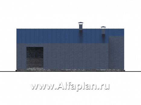 Проекты домов Альфаплан - «Альфа» - проект одноэтажного каркасного дома, с сауной и с террасой - превью фасада №3