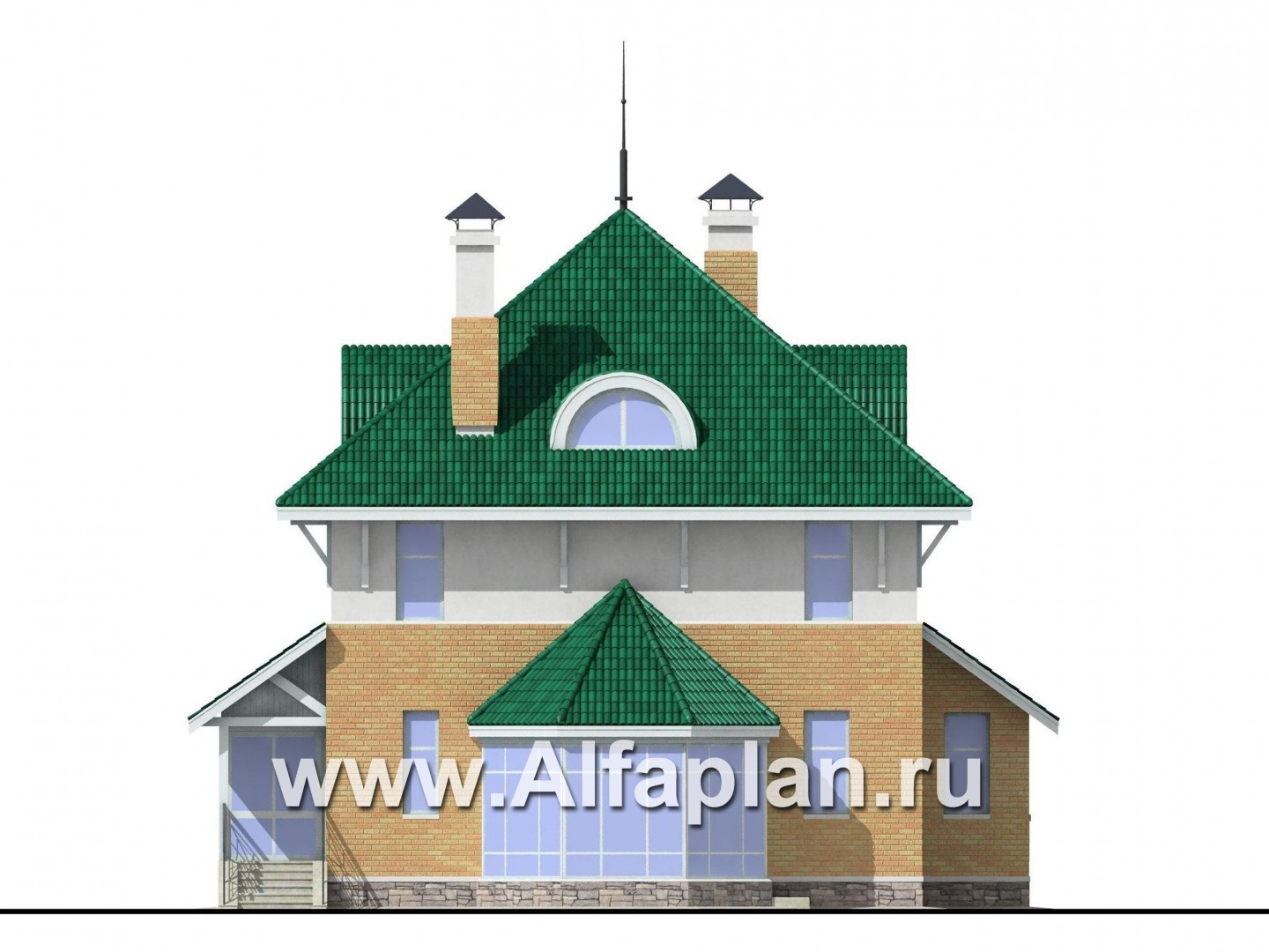 Проекты домов Альфаплан - «Петит» - проект двухэтажного загородного дома с просторной мансардой - изображение фасада №4