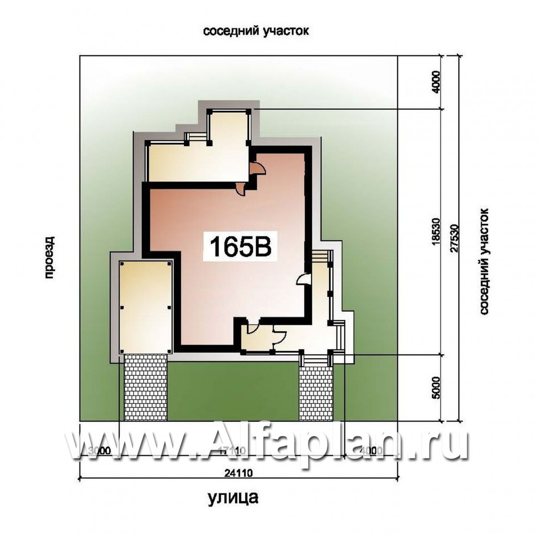 «Реноме» - проект двухэтажного дома, планировка с кабинетом на 1 эт, с большой террасой и балконом, навес на 1 авто - дизайн дома №1