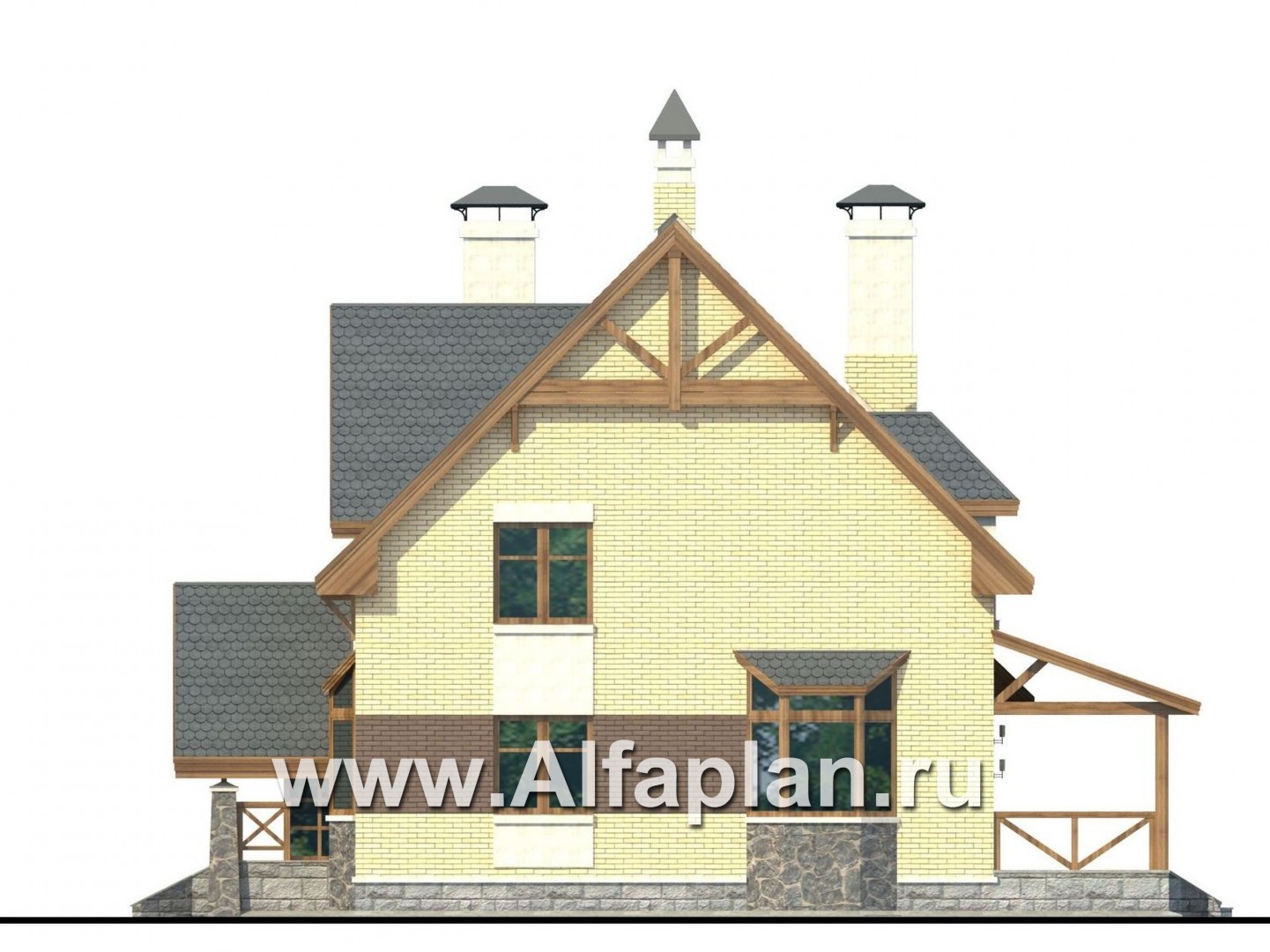 «Норд» - проект двухэтажного загородного дома, с гаражом и с террасой - фасад дома