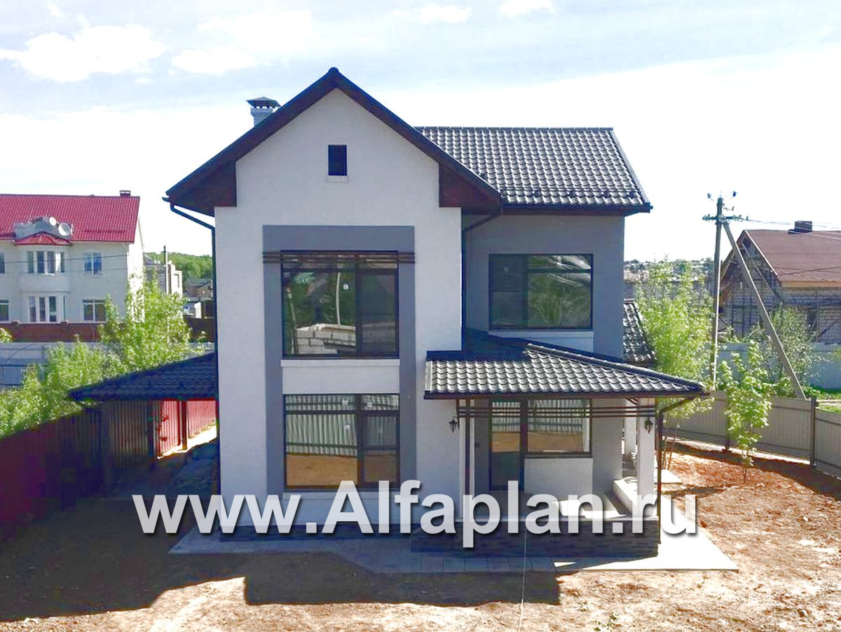Проекты домов Альфаплан - «Каюткомпания» - экономичный дом для небольшой семьи с навесом для машины - дополнительное изображение №2