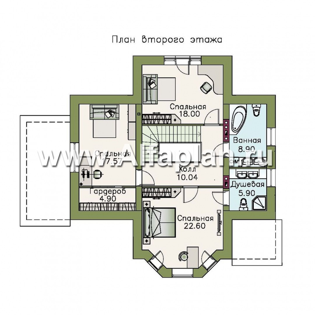 «Клио» - красивый проект дома с мансардой, с эркером и с террасой - план дома