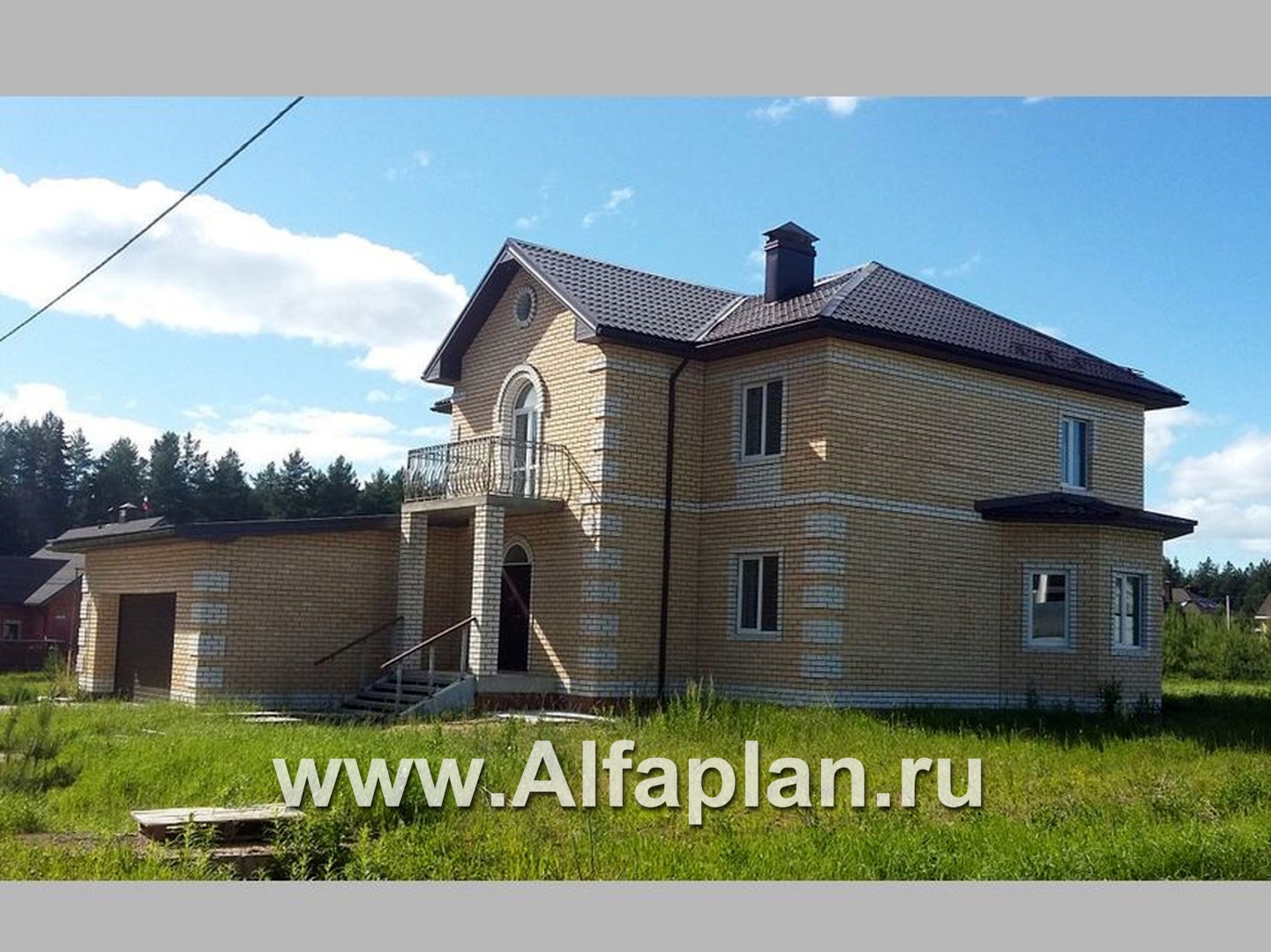 «Головин» - проект двухэтажного дома из газобетона, планировка  со вторым светом, гараж на 2 авто, в классическом стиле - дизайн дома №2