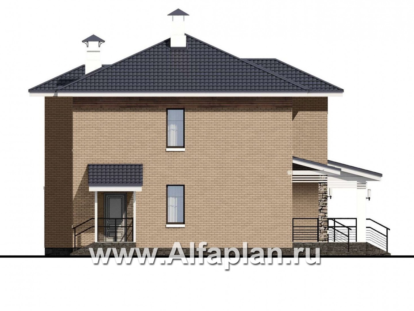 «Светлая полоса» - проект двухэтажного дома, современный стиль, со вторым светом в гостиной - фасад дома