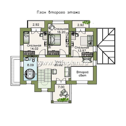 Проекты домов Альфаплан - «Разумовский» - элегантный коттедж с цоколем - превью плана проекта №3