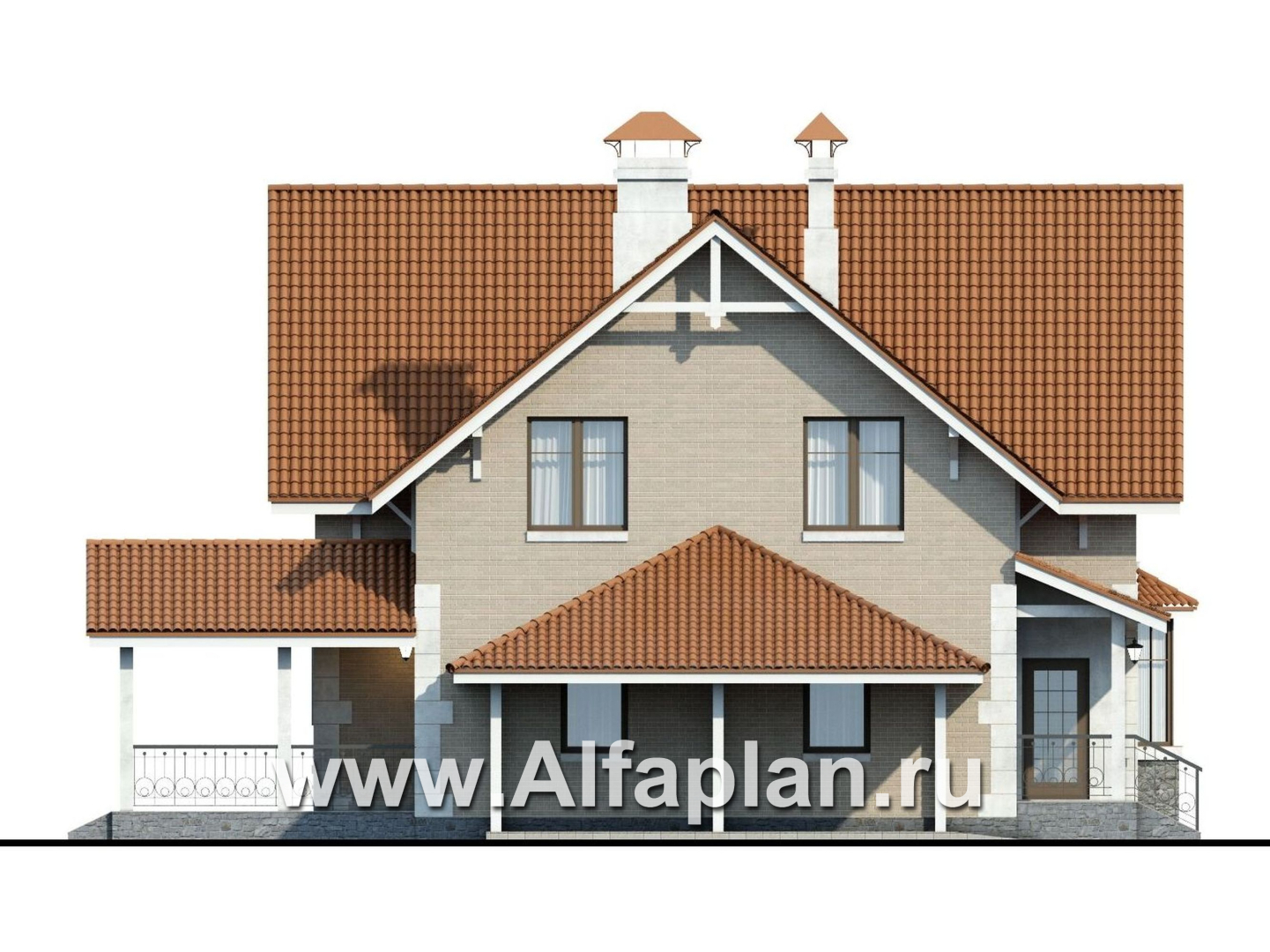 Проекты домов Альфаплан - «Примавера» - компактный дом с гаражом-навесом - изображение фасада №3