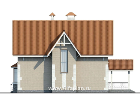 Проекты домов Альфаплан - «Примавера» - компактный дом с гаражом-навесом - превью фасада №2