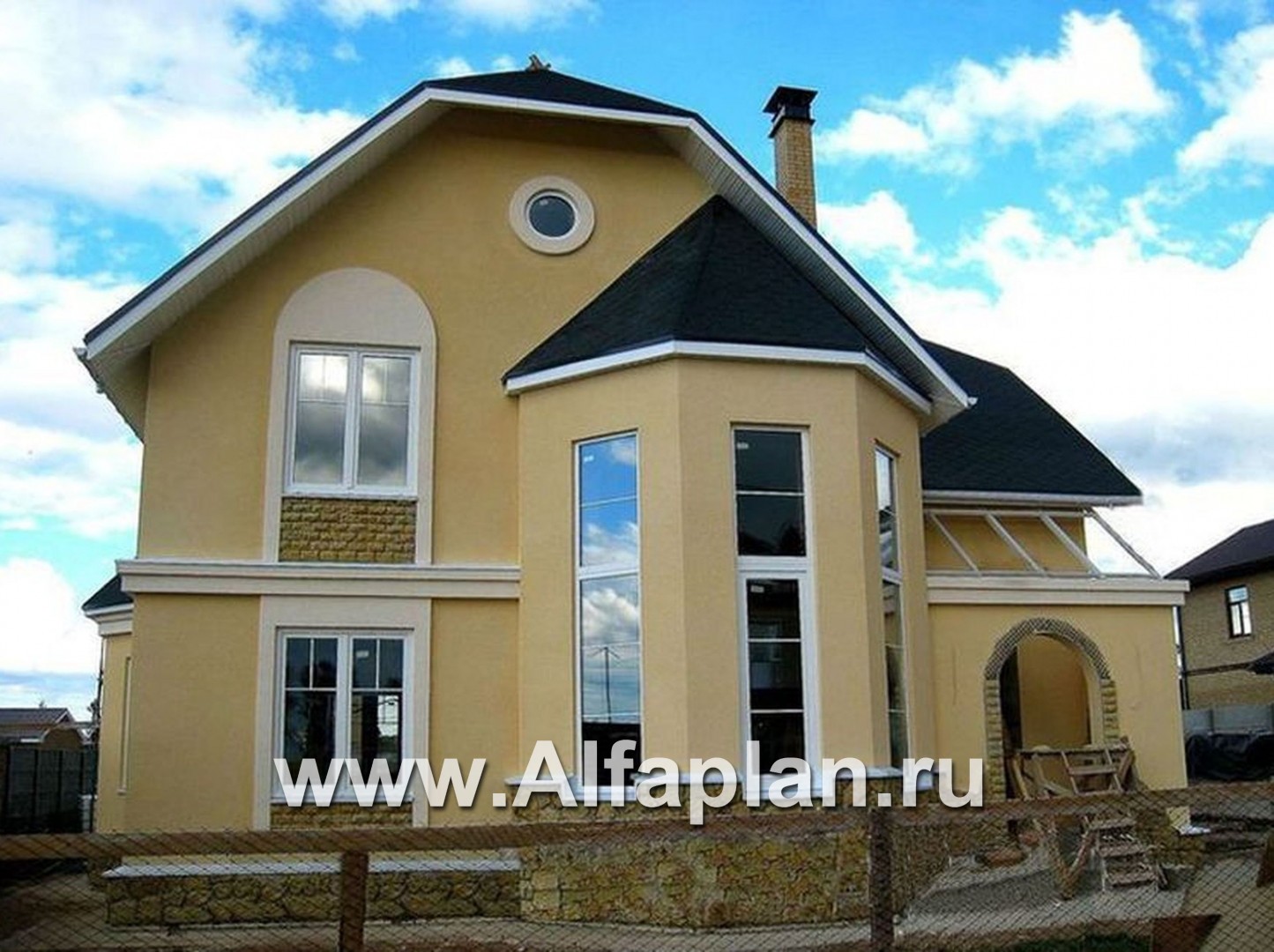 «Эстрелл» - проект двухэтажного дома с эркером и вторым светомв гостиной - дизайн дома №3