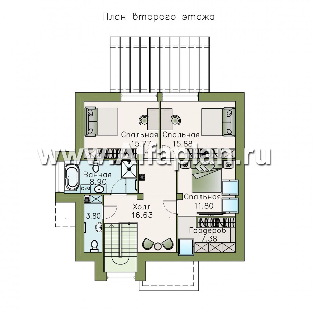 Проекты домов Альфаплан - «Орион» - современный мансардный дом - изображение плана проекта №2