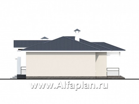 Проекты домов Альфаплан - «Бирюса» - одноэтажный коттедж для небольшой семьи - превью фасада №2