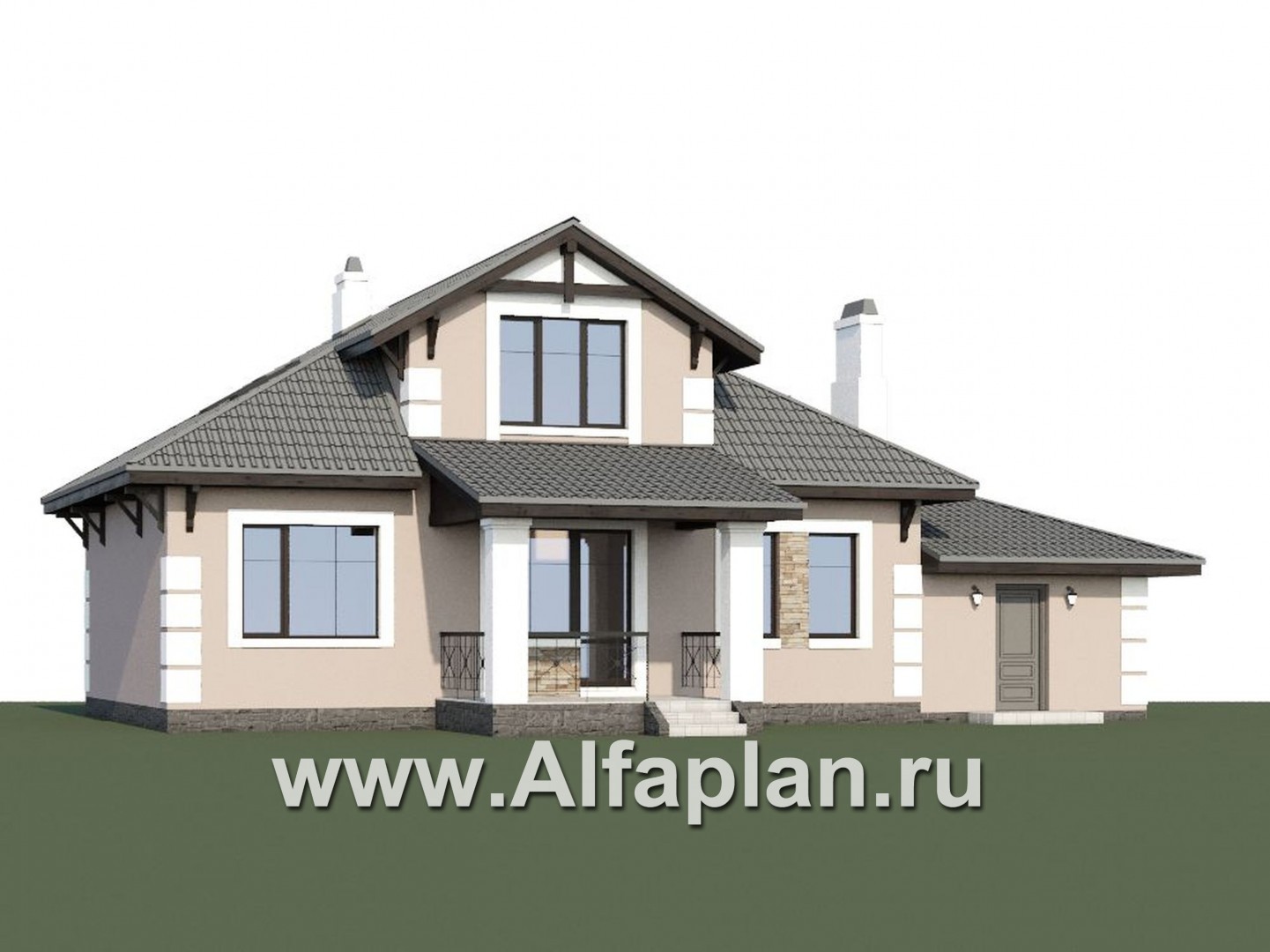 Проекты домов Альфаплан - «Простоквашино» - небольшой дом с мансардным вторым этажом и гаражом - дополнительное изображение №1