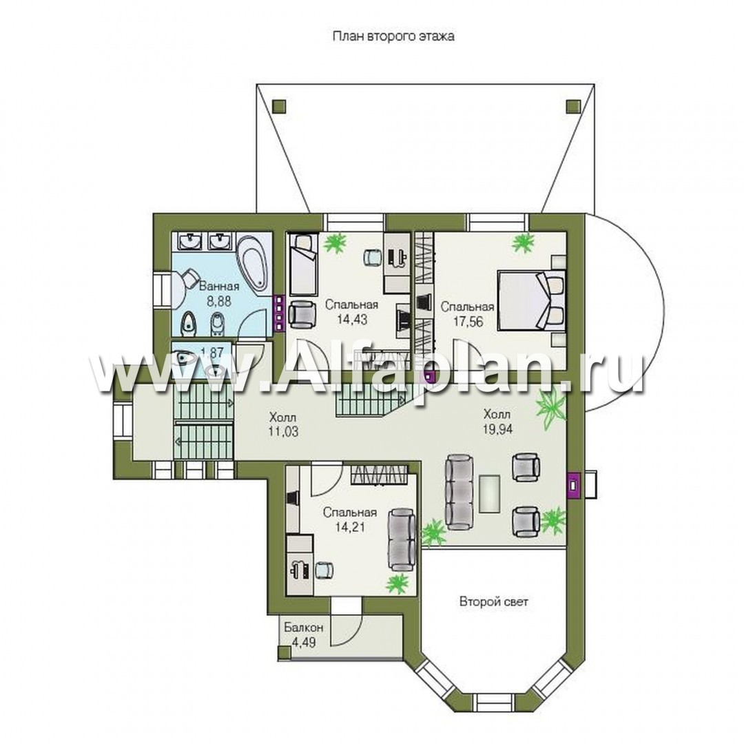 «Ленский» - проект двухэтажного дома, с мансардой, в стиле модерн, для большой семьи - план дома
