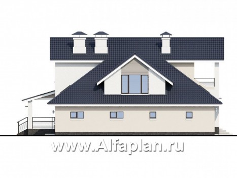 «Кластер Персея» - проект дома с мансардой, с террасой, план с сауной и гаражом на 2 авто - превью фасада дома