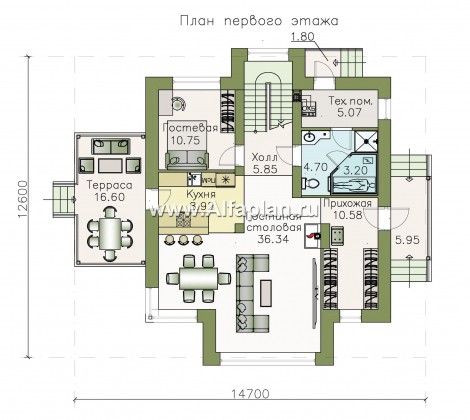 Проекты домов Альфаплан - «Гемма»  - современный мансардный дом - превью плана проекта №1