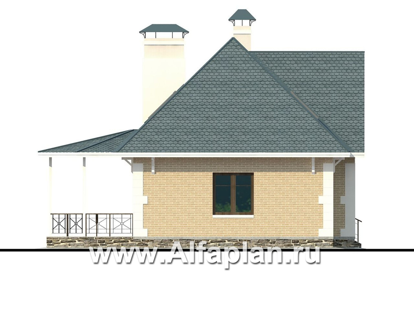 Проекты домов Альфаплан - «Летний вечер» - небольшой дом для жизни загородом - изображение фасада №3