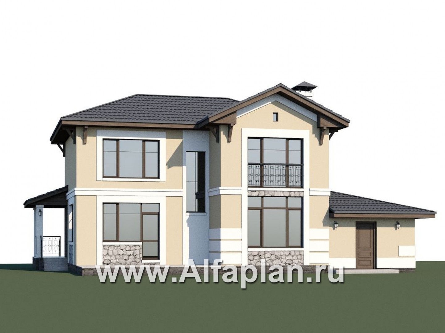 Проекты домов Альфаплан - «Невский стиль» - удобный и красивый двухэтажный дом с гаражом - дополнительное изображение №1