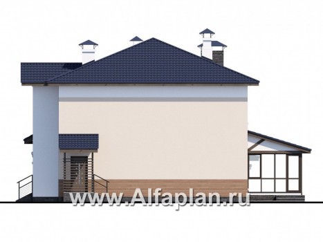«Преимущество» - проект двухэтажного дома, с террасой и с гаражом, в современном стиле - превью фасада дома