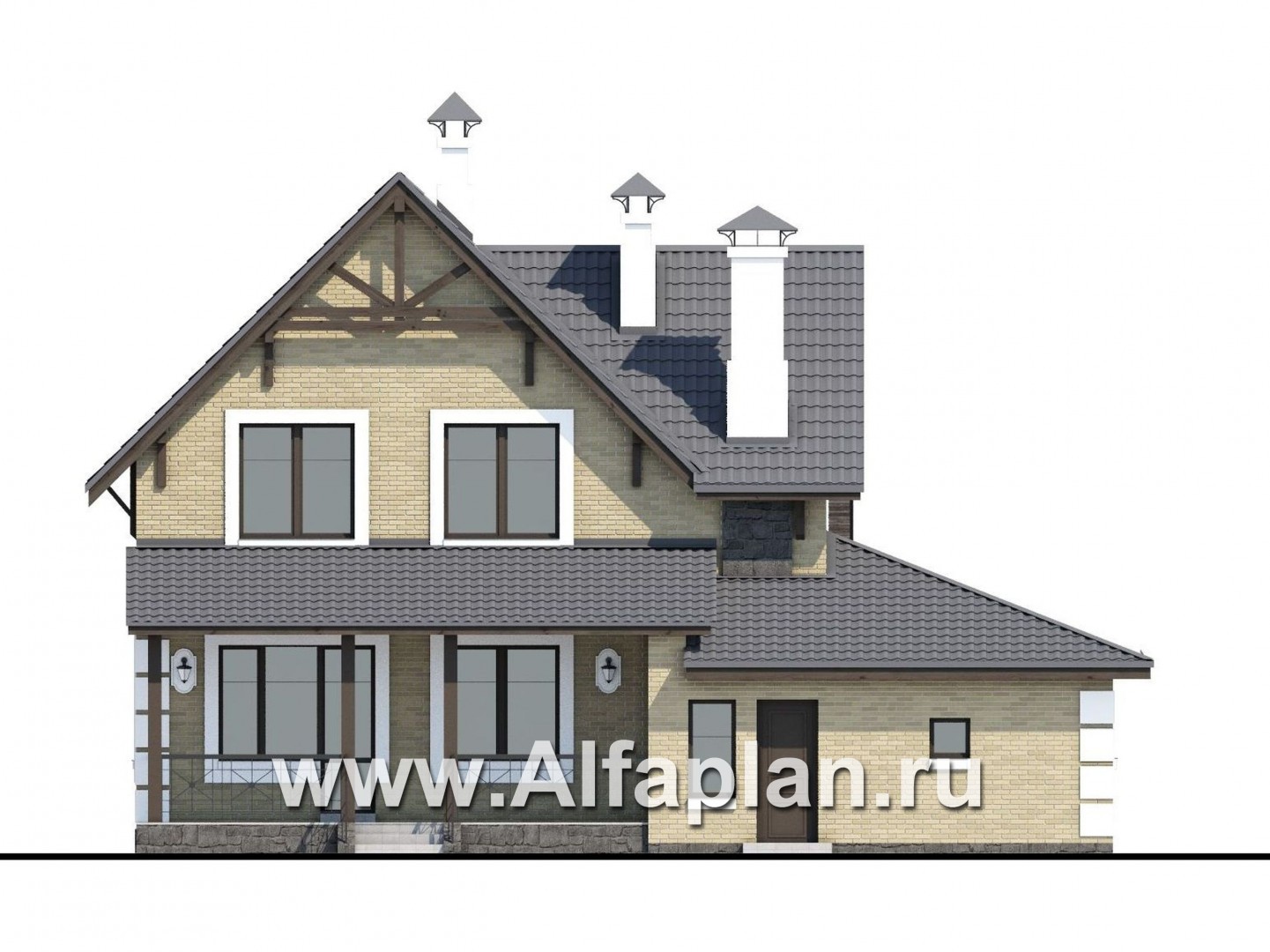 Проекты домов Альфаплан - «Приоритет» - коттедж с компактным планом и комфортной планировкой - изображение фасада №4