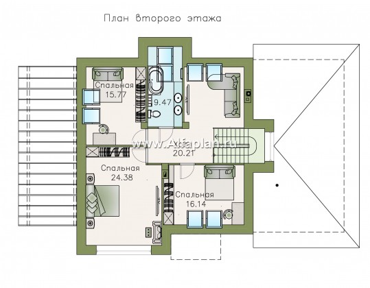 Проекты домов Альфаплан - «Персей» - современный мансардный дом - превью плана проекта №2