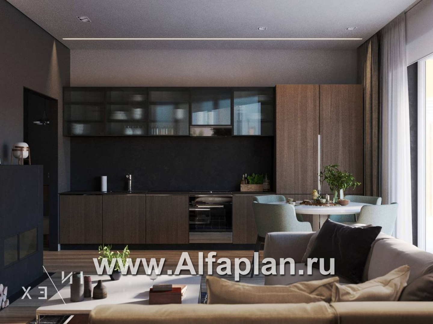 Проекты домов Альфаплан - «Виньон» - проект одноэтажного дома с большой террасой - дополнительное изображение №4