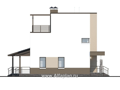 Проекты домов Альфаплан - «Приоритет» - компактный трехэтажный дом с «зеленой» кровлей - превью фасада №3