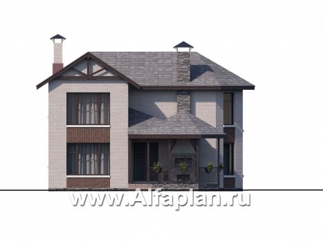 «Истра»- проект двухэтажного дома с эркером и с террасой в форме беседки - превью фасада дома
